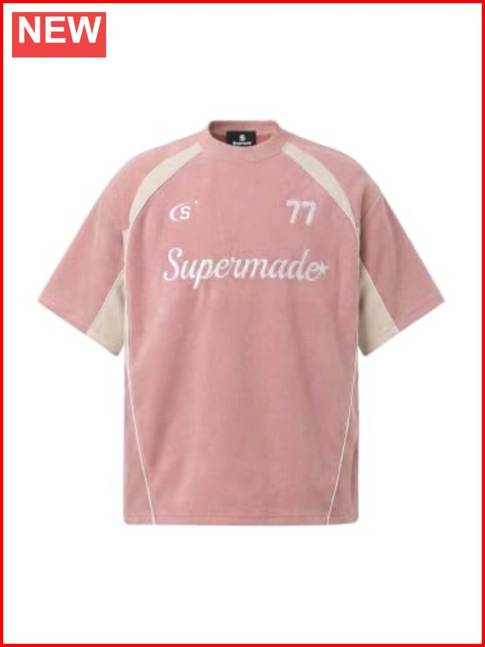 Suede Short Sleeve T-Shirt Y2K Racing Streetwear Drop Shoulder Embroidered Tee
